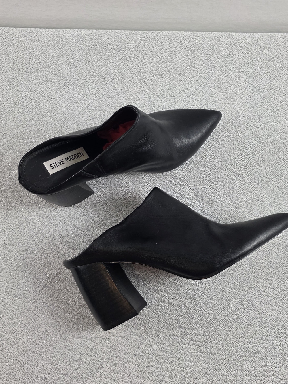 Steve Madden Barrie Black Pointed-Toe Leather Mules Women's 9
